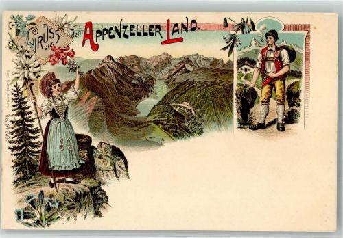 Lithographie Appenzeller Land Dep.No.639 Verlag Künzli