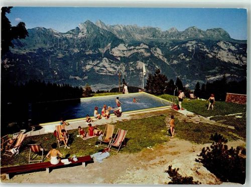 8898 Tannenboden Flumserberg Foto AK Schwimmbad Hotel Foto Steinemann