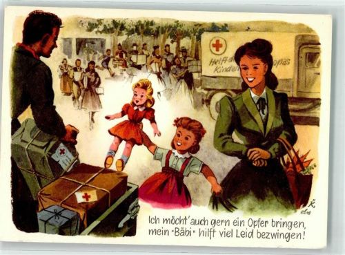 8887 Mels - Rotes Kreuz Aktion für das Weisstannental Mutter Tochter Puppe Spendenkarte
