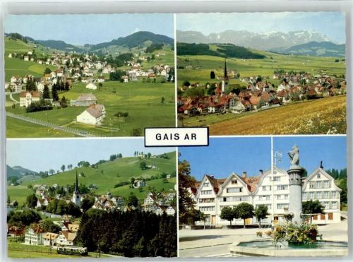 9056 Gais - Dorfpartie Dorfplatz Brunnen