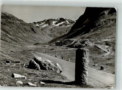 Julier 1957 Foto AK Denkmal Römersäulen Julierpasshöhe