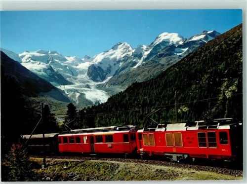 Berninabahn - Berninabahn mit Morteratschgletscher Bellavista Piz Bernina und Piz Morteratsch