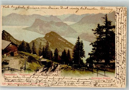 Pilatus Foto AK Pilatusbahn Panorama Aemsigen Station