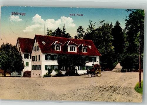 Sihlbrugg Postkutsche Hotel Krone Postkutsche Schweiz 1917 Foto AK