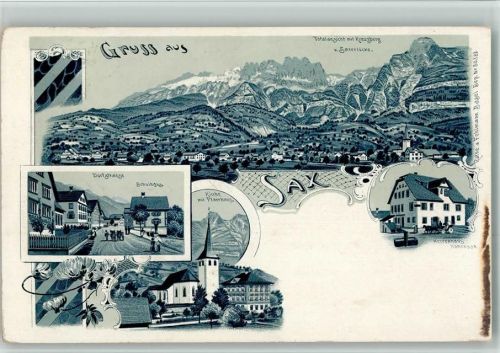 9468 Sax 1901 BOAKC Herrenhaus Hohensax Kreuzberg Lithographie