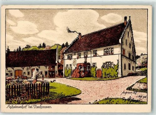 8212 Neuhausen am Rheinfall Künstlerkarte Azheimerhof sign. J. Nohl