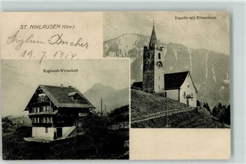 6066 St. Niklausen OW - Kaplanei Gasthaus Kapelle mit Römerturm