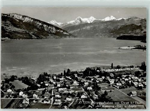 3645 Gwatt Thun Gebrauchsspuren Fliegeraufnahme Campingplatz