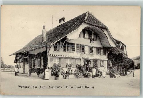 3665 Wattenwil 1916 Gebrauchsspuren Gasthaus zum Bären