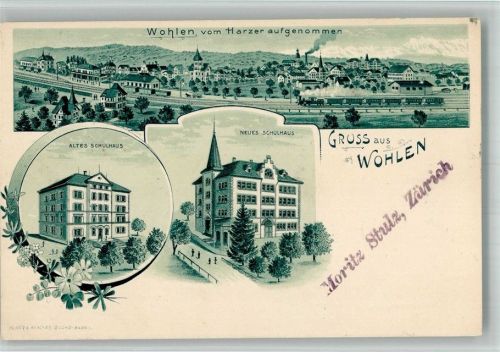 5610 Wohlen AG 1900 BOAKC Schulhaus Lithographie