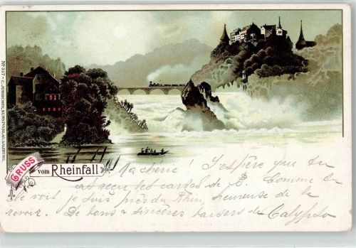 8212 Neuhausen am Rheinfall Lithographie Rheinfall