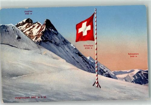 3801 Jungfraujoch - Schweizerfahne Jungfrau Silberhorn