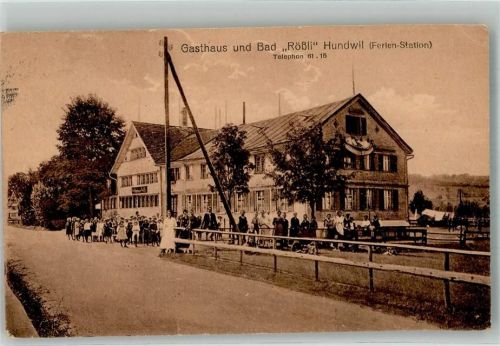 9064 Hundwil 1922 Gebrauchsspuren Gasthaus und Bad Rößli