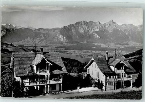 3624 Goldiwil Thun - Hotel Pension Blümlisalp Fam. Stegmann Ausblick gegen Thunersee u. Stockhornkette