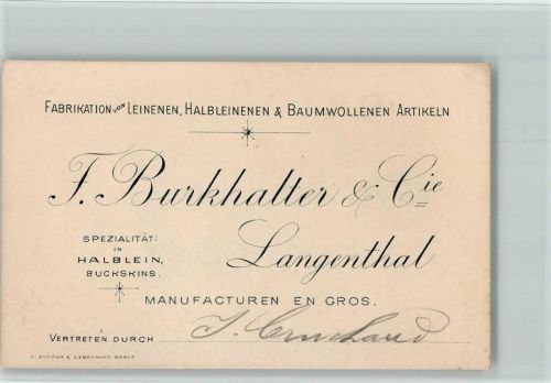 4900 Langenthal - F. Burkhalter & Cie Visitenkarte