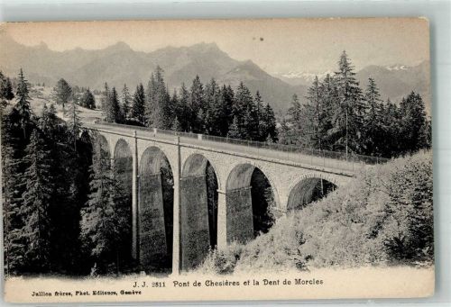 1884 Villars-sur-Ollon Foto AK Pont de Chesieres