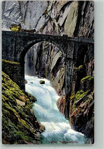 Andermatt Postkutsche Teufelsbrücke Postkutsche Schweiz Foto AK