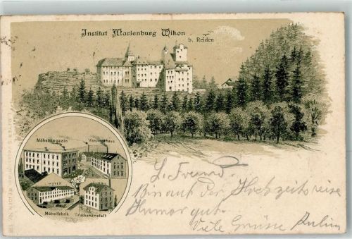 4806 Wikon 1901 Lithographie Institut Marienburg Möbelmagazin Versadthaus Möbelfabrik Trickenanstalt