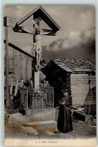1925 Finhaut 1913 - Wegkreuz Geistlicher