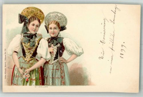 9000 St. Gallen S. Gallo 1899 Lithographie Tracht