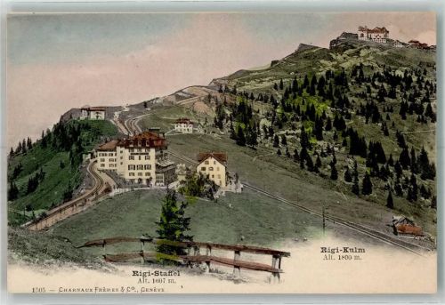 Rigi Kulm Foto AK Bahnhof Hotel Rigi Staffel
