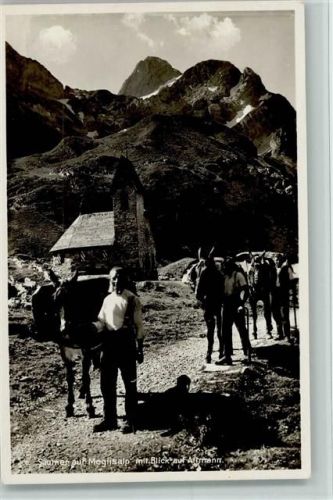 9057 Weissbad 1929 Foto AK Säumer auf Meglisalp , Rotsteinpass AK