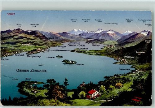 8807 Freienbach Gebrauchsspuren Karte Ob. Zürichsee