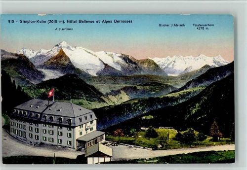 3900 Simplon Kulm - Hôtel Bellevue et Alpes Bernoises Aletschhorn Glacier d'Aletsch Finsteraarhorn