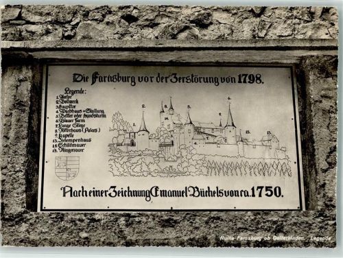 4466 Ormalingen - Farnsburg vor der Zerstörung Zeichnung von E Büchels von ca 1750