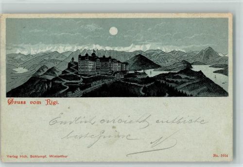 Rigi Kulm 1901 Schlumpf Lithographie / Mondschein