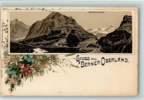 Grindelwald Nr. 597 - Gruss aus - Berner Oberland - Grindelwald , Erhaltung II AK Künzli Lithographie