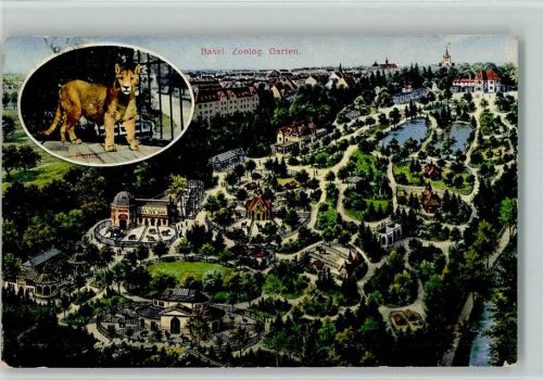 Basel Bâle Zool. Garten, Gesamtansicht AK Zoo 1912