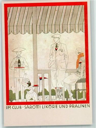 Werbeschätze Mohren Edition 1925 Im Club AK Sarotti Schokolade Künstlerkarte
