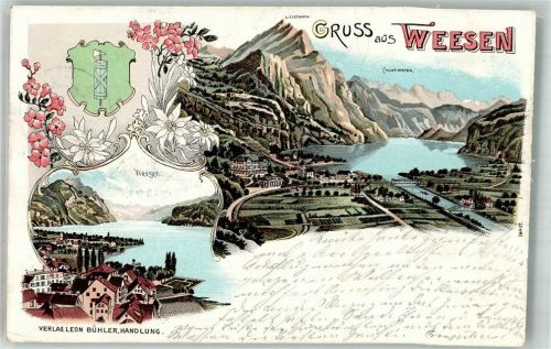 8872 Weesen 1898 Lithographie Adelskorrespondenz