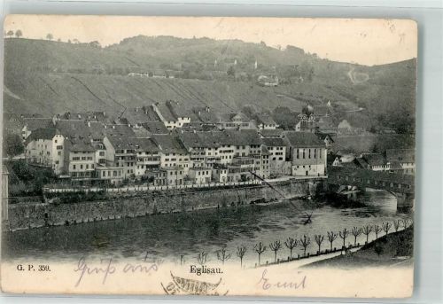 8193 Eglisau 1904 Gebrauchsspuren Bahnpost Strecke 30 Zug 2164 viele Büge