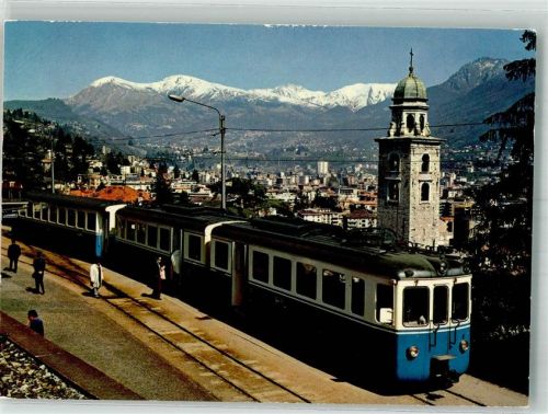 6900 Lugano Foto AK Eisenbahn Gelenkzug Lugano-Ponte Tresa Bahn