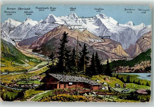 3812 Wilderswil 1913 Foto AK Foto Gabler Schreckhorn Tschingelhorn Breithorn Interlaken