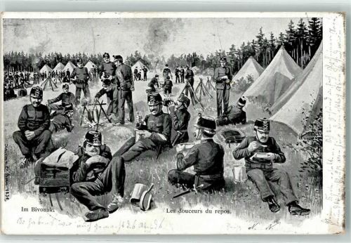 6775 Ambrì 1904 - Soldaten In der Pause Ort lt. Stempel