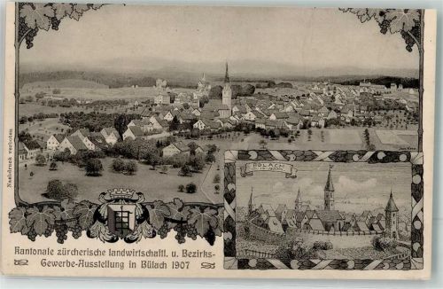 8180 Bülach 1907 - Landw.- und Gewerbe Ausstellung Bahnpost Zug 165 Nr. 39