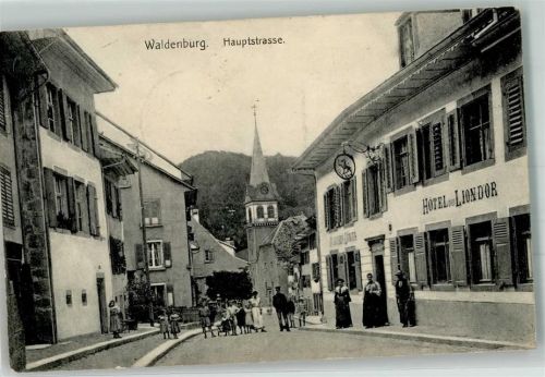 4437 Waldenburg 1905 Foto AK Hotel du Liondor Hauptstrasse