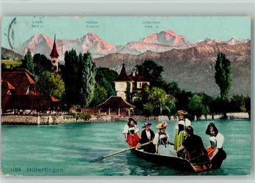 3652 Hilterfingen - 1908 Ruderboot Trachten Eiger Mönch Jungfrau