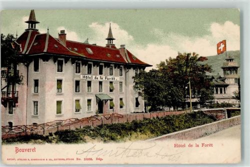 1897 Bouveret 1909 Gebrauchsspuren Hotel de la Foret Fahne