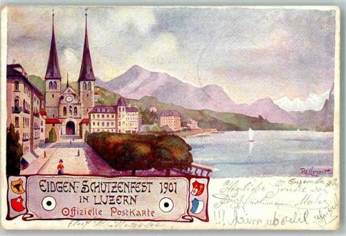 6000 Luzern Lucerne 1901 Künstlerkarte SST Eidgen. Schützenfest Wappen