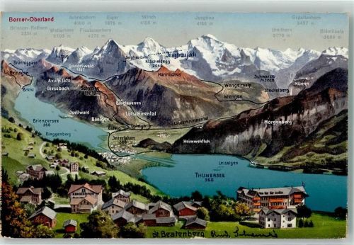 3807 Iseltwald - Berner Oberland Vogelschau Thunersee Brienzersee