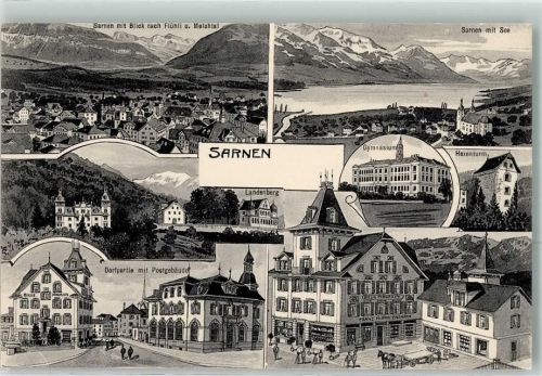 6060 Sarnen - See Postgebäude Gymnasium Landenberg Geschäft Franz Hurni-Enzmann Hexenturm