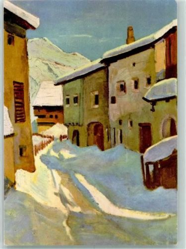 7524 Zuoz 1939 Künstlerkarte Dorfgasse