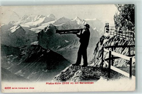 Pilatus Kulm 1909 Gebrauchsspuren mit Berner Alpen Bläser
