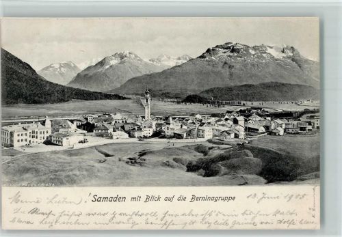 7503 Samedan Samaden 1905 - mit Blick auf die Berninangruppe