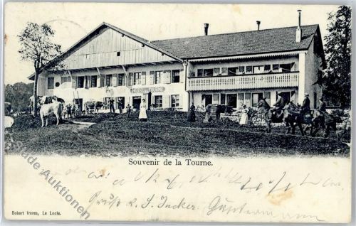 Col de la Tourne - 1903 Pferde Kühe Hotel Tourne Erhaltung: Fleckig