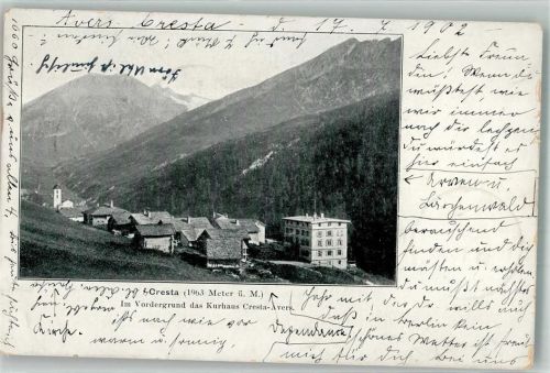 7447 Cresta Avers 1902 Foto AK Hotel Kurhaus